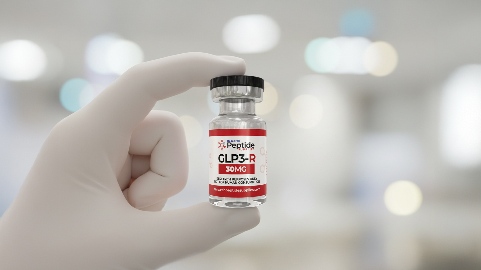 Researcher handling peptide vials